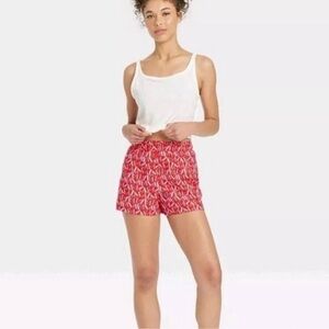 Colsie Red and White Patterned Women's Pajama Shorts